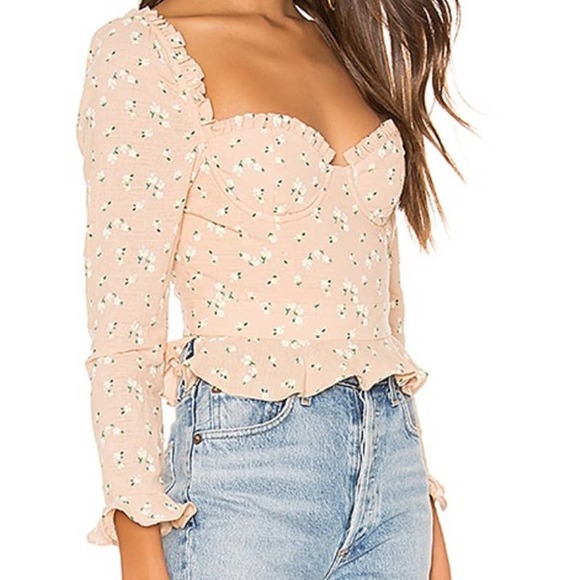 MAJORELLE Tops - Majorelle Corie Top in Tan Ditsy